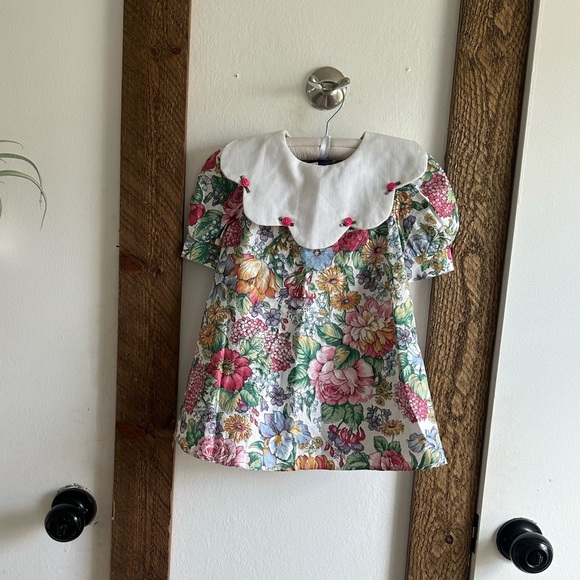 New Vintage Retro 90s Baby Girl Floral Dress 18M Little Totters